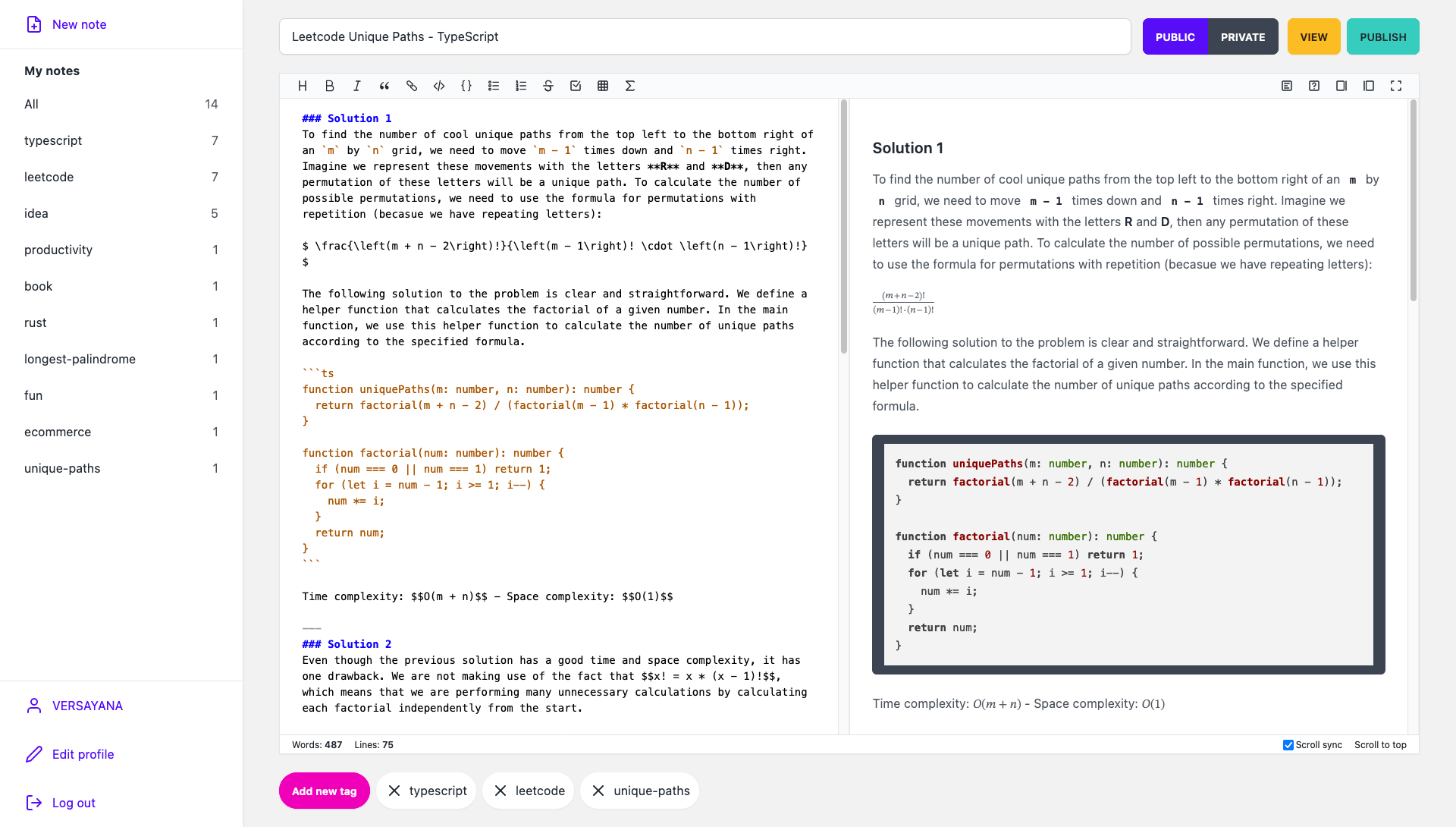Markdown Notes screenshot 1