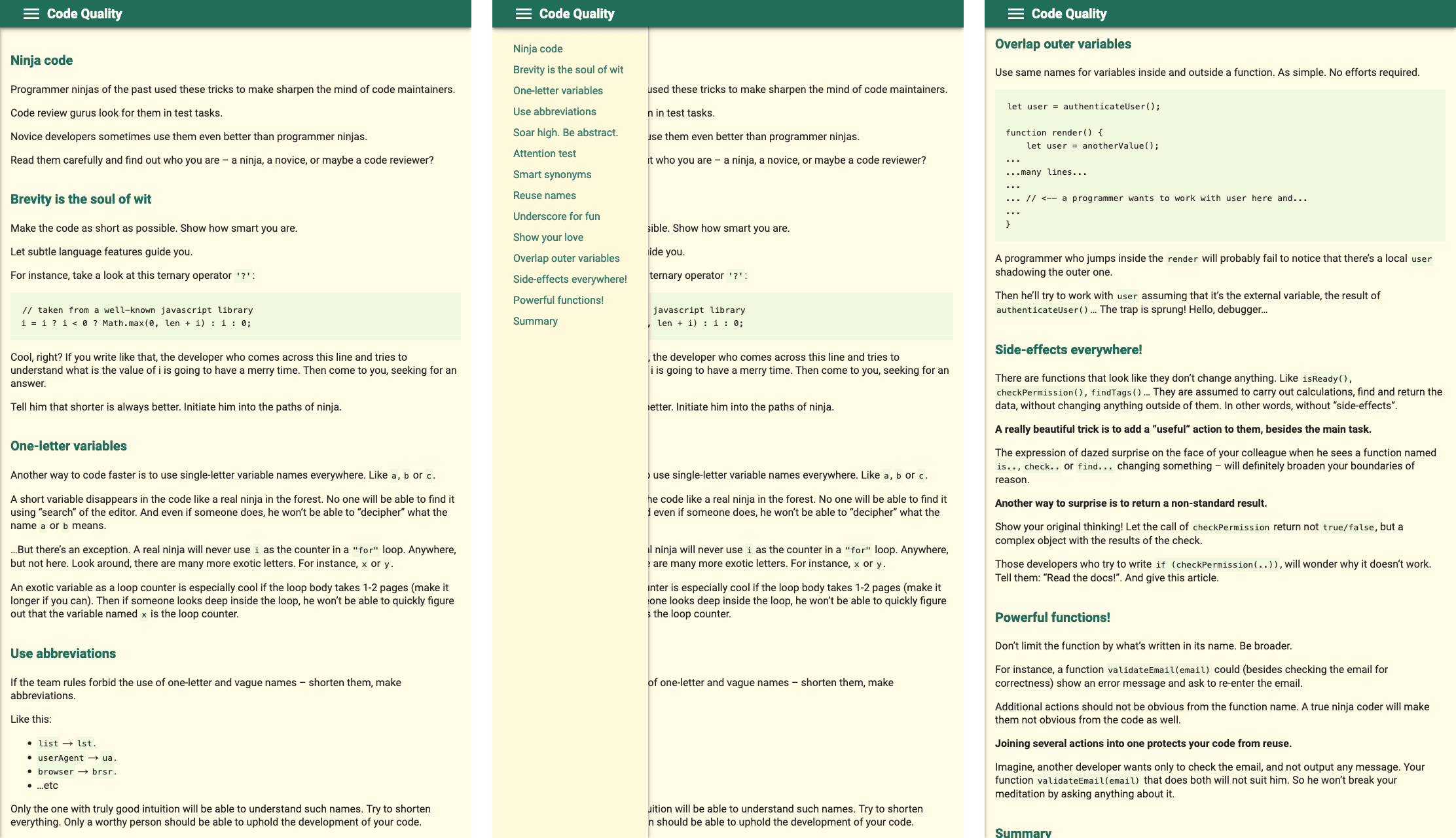 Technical Documentation Webpage screenshot 2